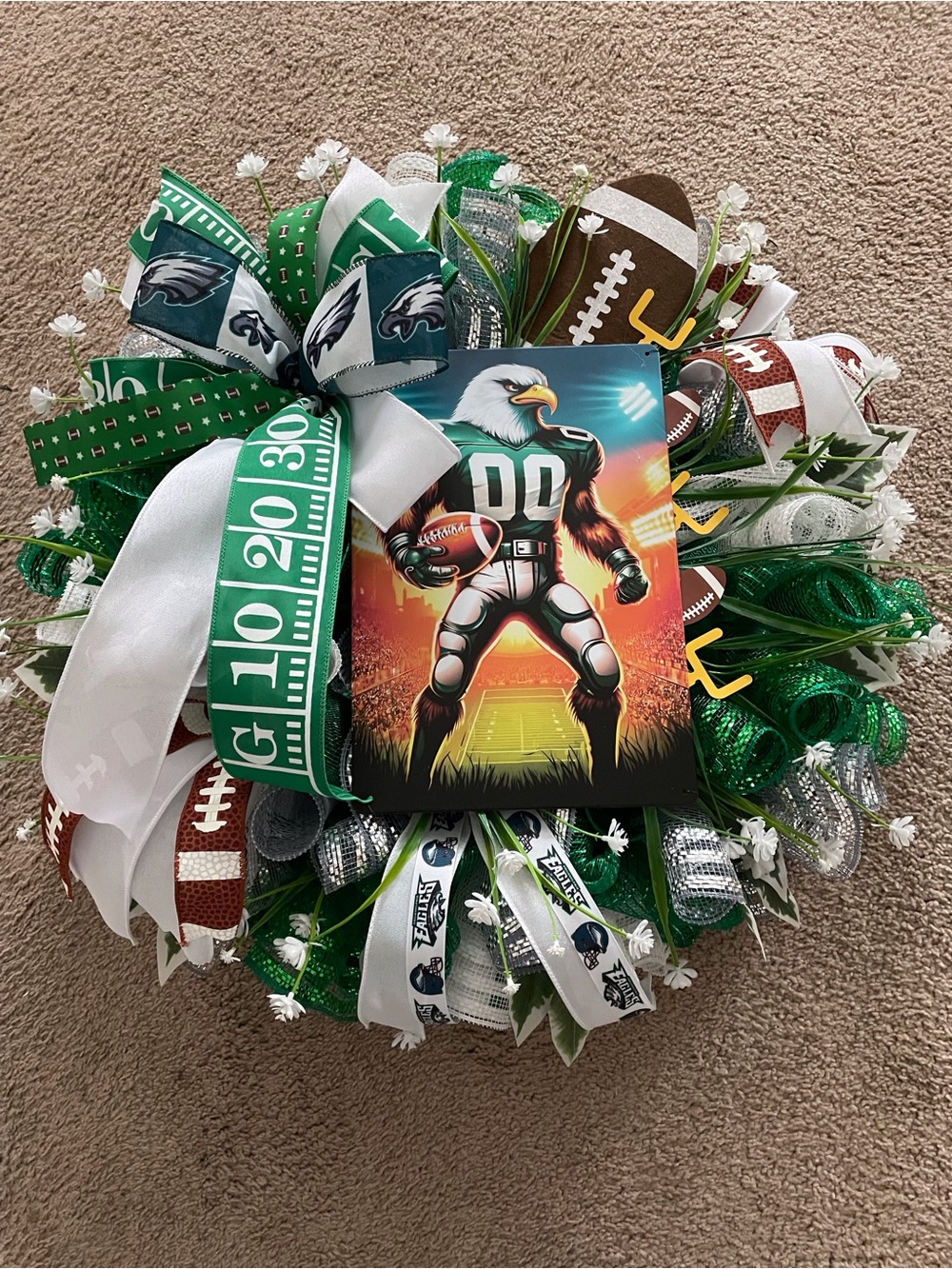 Eagles Green Football Wreath - Home Decor